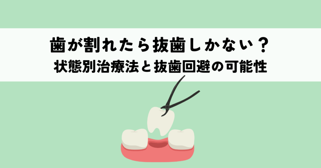 歯が割れたら抜歯しかない？状態別治療法と抜歯回避の可能性